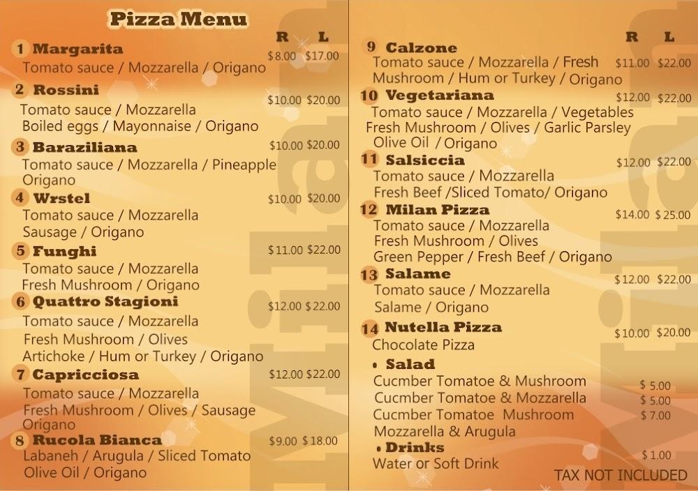 Milan Pizza Menu image 1